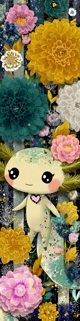 Free kawaii axolotl bookmark featuring an adorable face kawaii axolotl